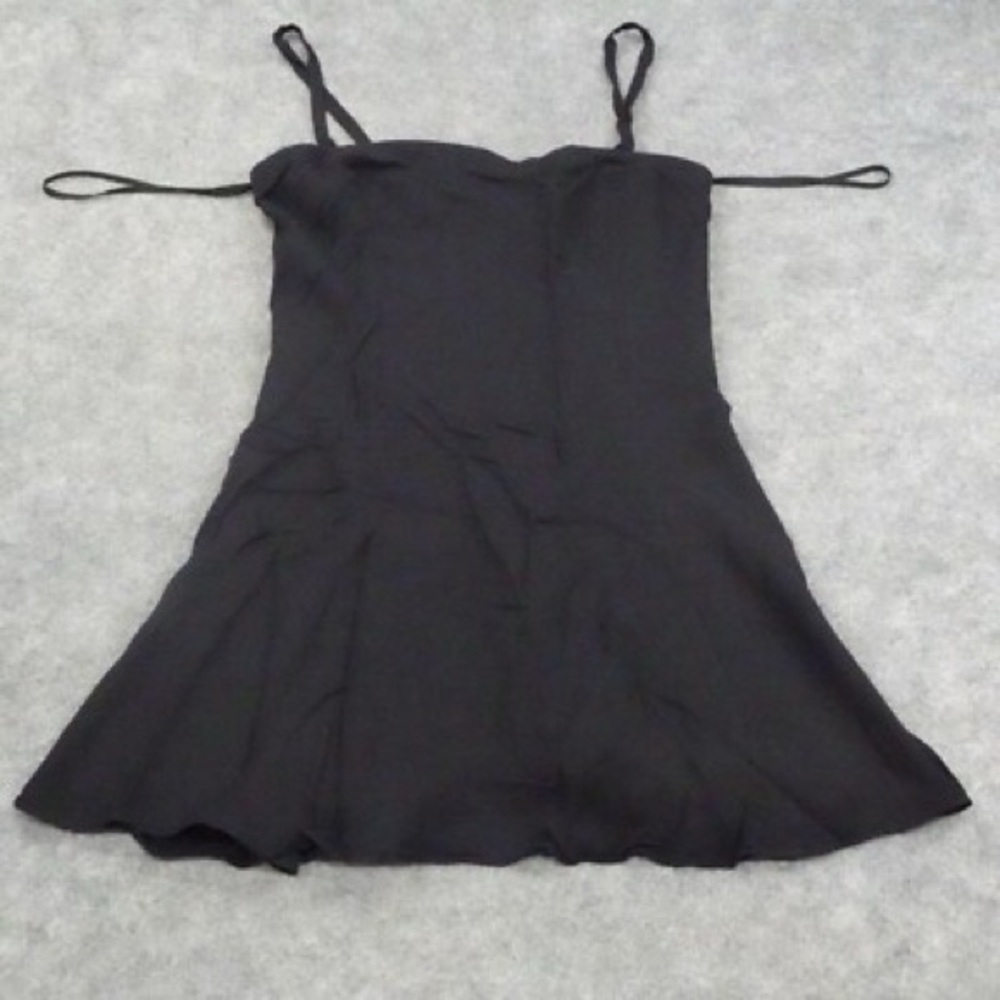 $398 Polo Ralph Lauren Dress Sz 10 Lined Spaghetti Strap Black Wool Blend Flowy